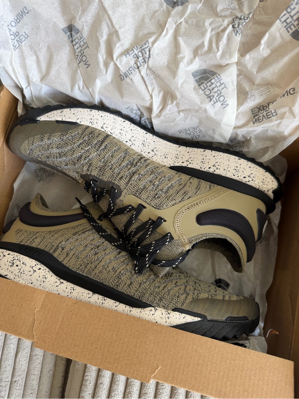 Men's Olive Knit Athletic Sneakers - The North Face